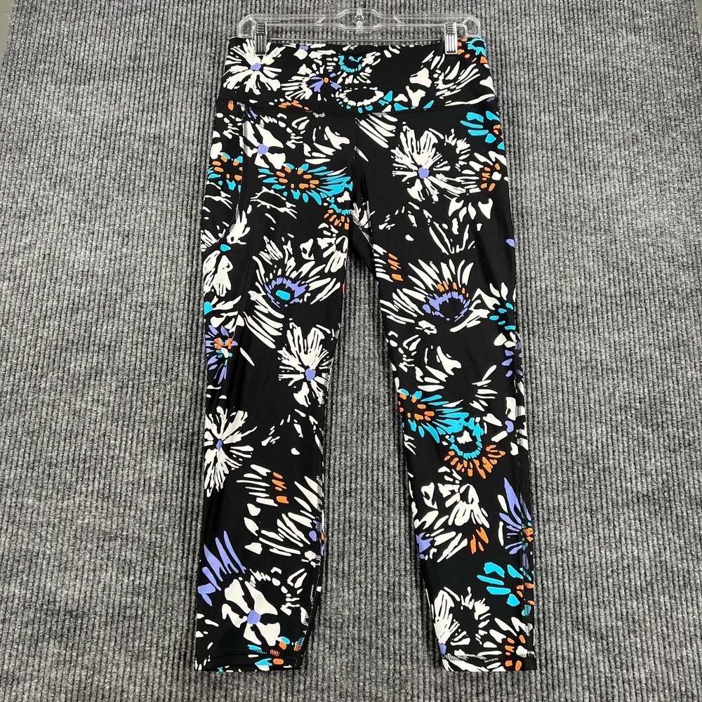 Under Armour Compression Leggings Womens Large Black Floral Print Activewear